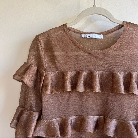 Zara shimmer Ruffle Blouse - Picture 2 of 6
